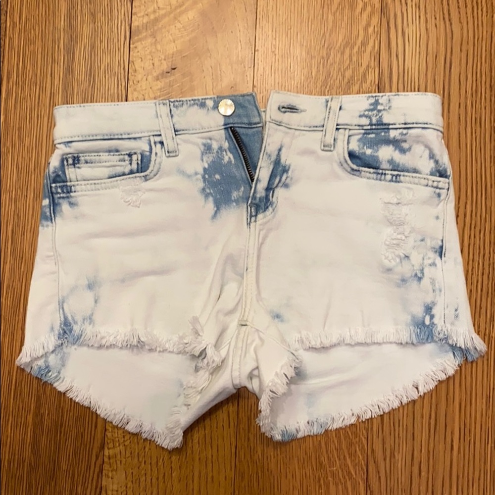 White and blue tie-dye shorts